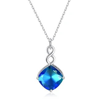 

MetJakt S925 Sterling Silver Sky Blue Crystal Pendant Fashion Simple Style Women's Necklace