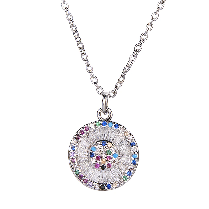 Pipitree AAA принцесса CZ Evil Eye ожерелье s для женщин модные кубические циркония кристалл серебро золото ожерелье ювелирные изделия колье Femme - Окраска металла: silver