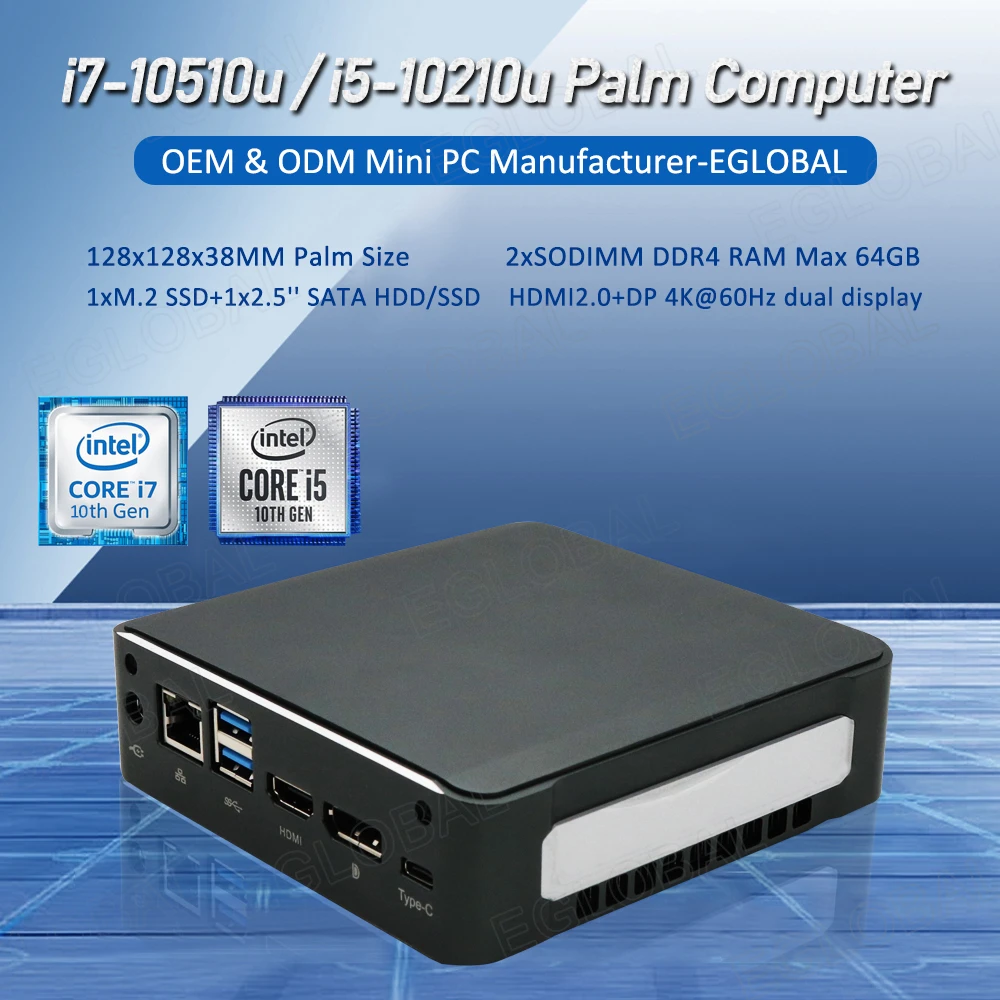 Newest 10th Gen Mini PC Intel Core i5 10210U i7 10510U Windows Mini Computer MAX 64GB DDR4 2666
