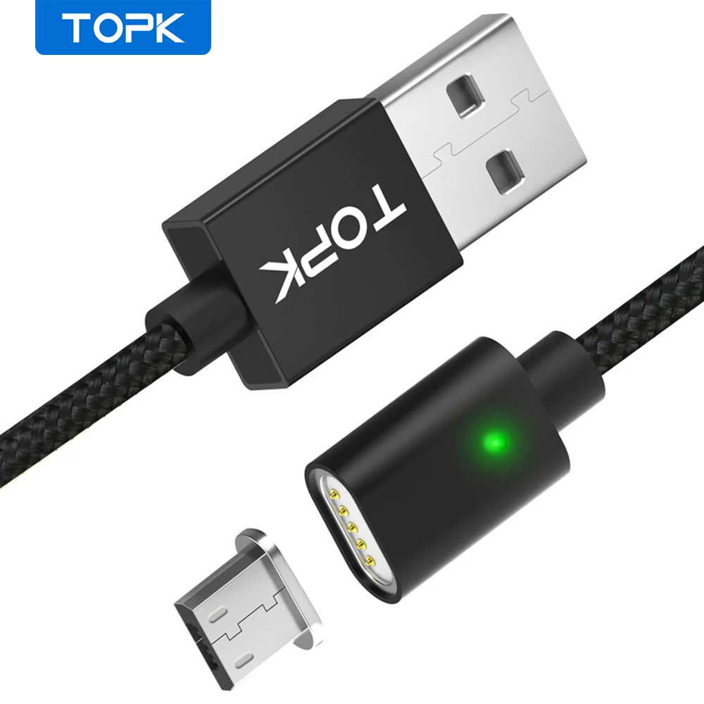 Магнитный Micro USB кабель TOPK F Line1 обновленный для синхронизации данных и зарядки со