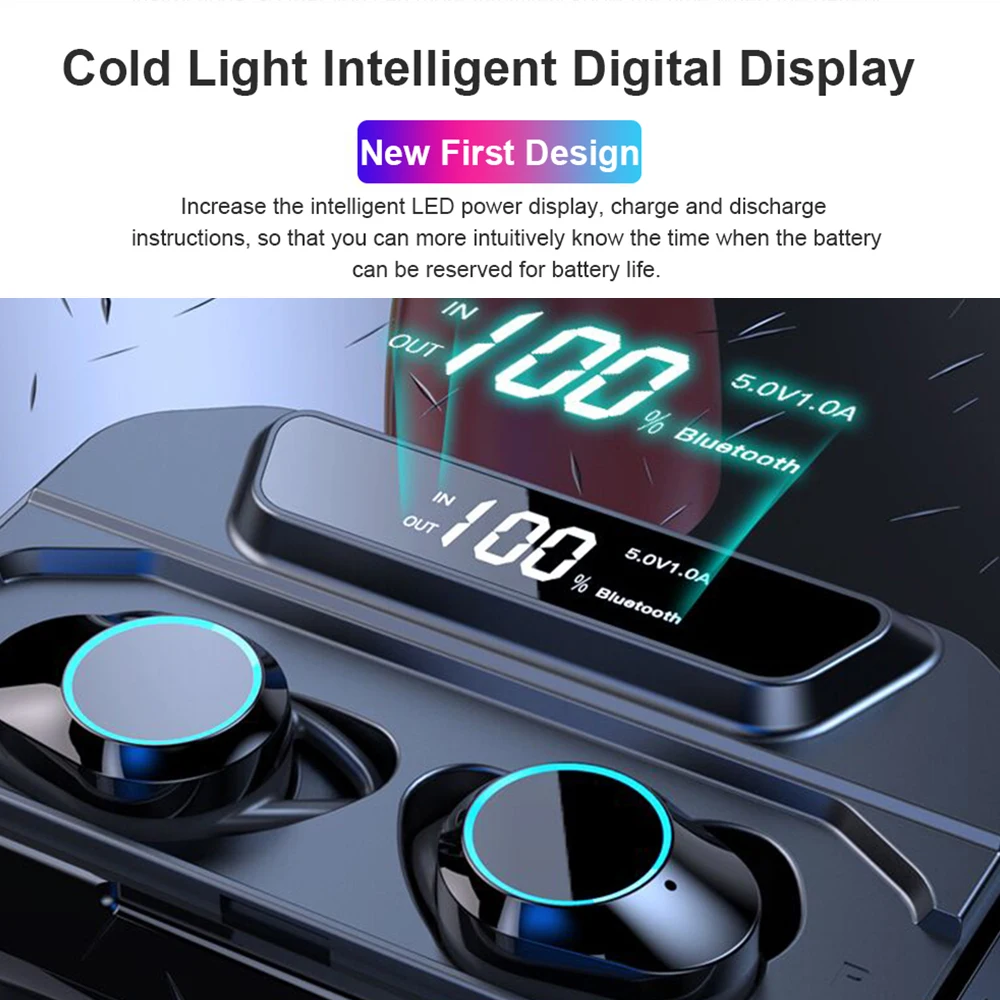 DOCIDACI TWS 6D стерео HIFI Беспроводные Bluetooth 5,0 наушники Мини цифровой дисплей гарнитура с зарядным устройством 3300 мАч Внешний аккумулятор