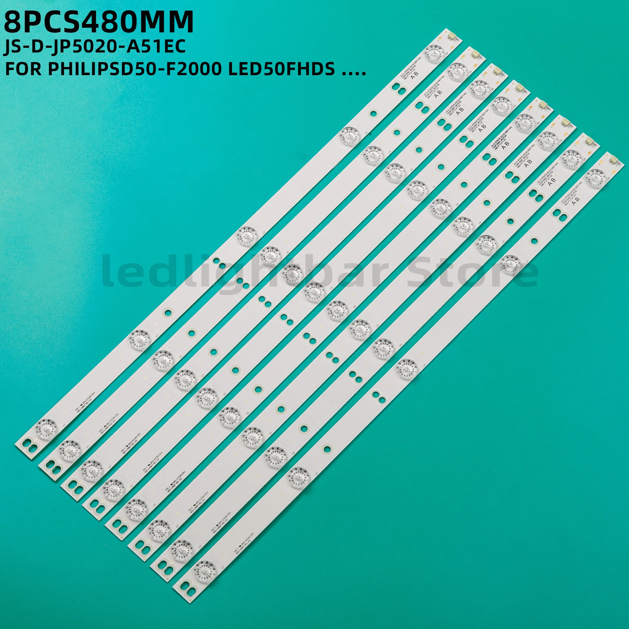 8 шт. 480 мм Φ 5 ламп для PHILIPS Светодиодная лента-подсветка B51EC D50-F2000 LED50FHDS E50F2000 | Лампы
