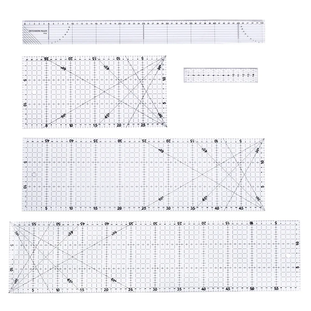 

5PCS Hand Tool Patchwork Quilting Drawing Straight Ruler Tailor Yardstick Cloth Cutting Craft DIY Sewing Tools 15CM 50CM 60CM