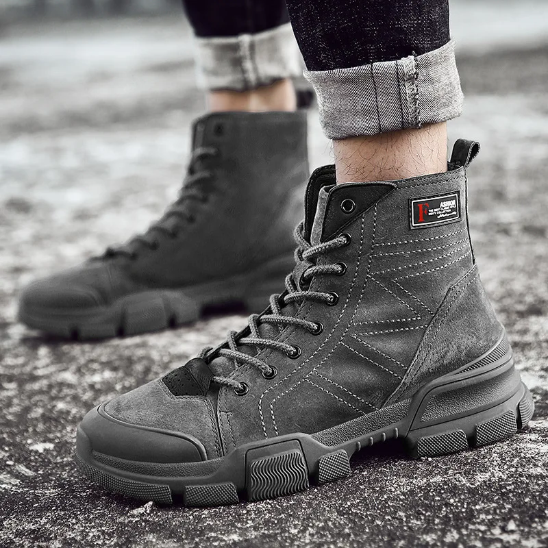 

Winter Martin Men's Boot Versatile Mid-top Workwear Short Desert Combat Boots Women's Winter British Style Couples Shoe