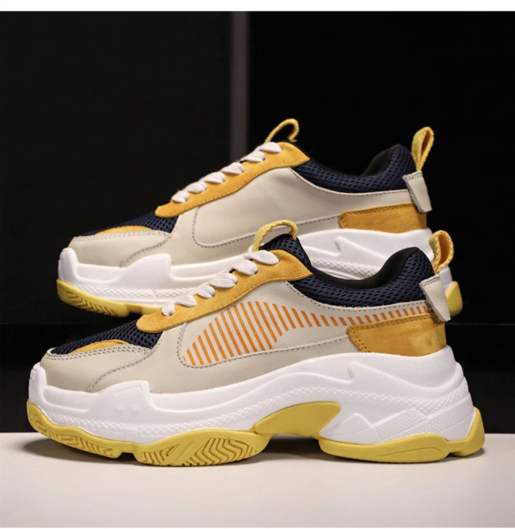 Buono Scarpe/спортивная обувь из сетчатого материала для папы; женские кроссовки на платформе и шнурках; женская обувь из натуральной кожи; брендовые кроссовки