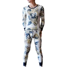 Колготки лыжное нижнее белье костюмы Новое мужское термобелье набор с принтом плюшевое зимнее пальто толстая теплая одежда зимой