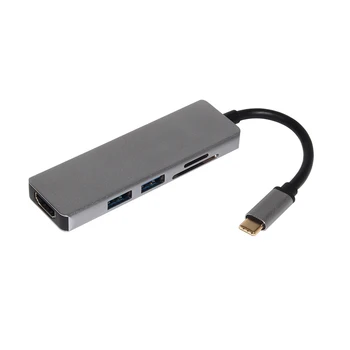 

Replacement for MacBook Type C to HD Adapter Hub Card Reader Multi-function 5-in-1 Charger Converter Support 4K*2K