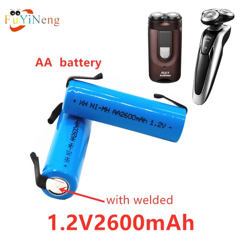 1.2V 2600mah 2A Ni-Mh AA rechargeable battery with welding tabs for Philips electric shaver razor toothbrush | Электроника