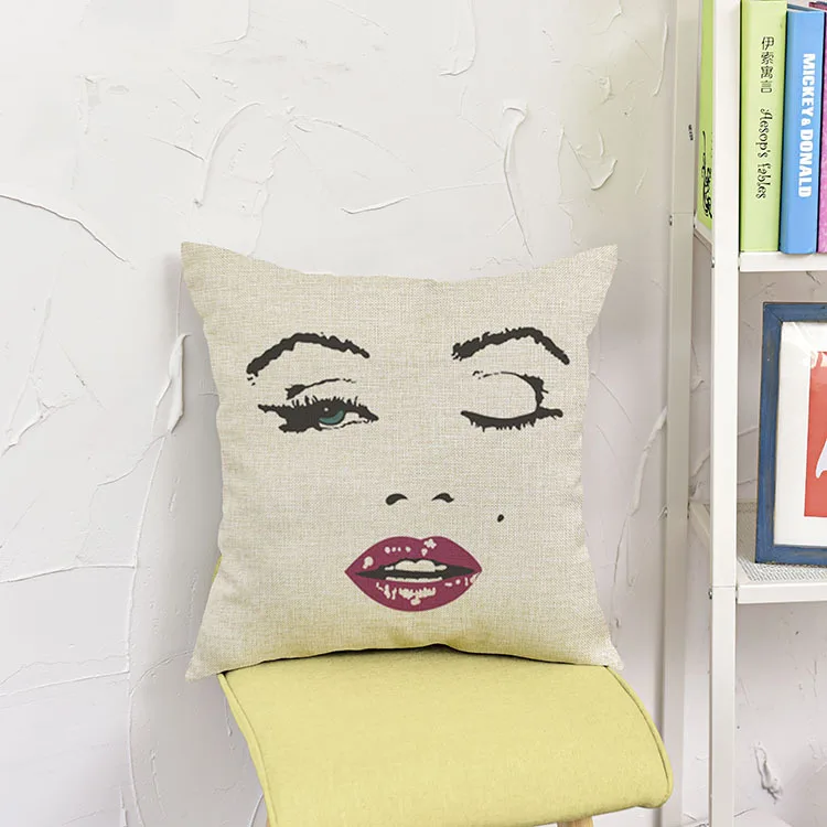 D Marilyn Monroe наволочка высокого качества льняная хлопковая Подушка с изображением Монро декоративные наволочки диван диване Подушка для домашнего декора - Цвет: D