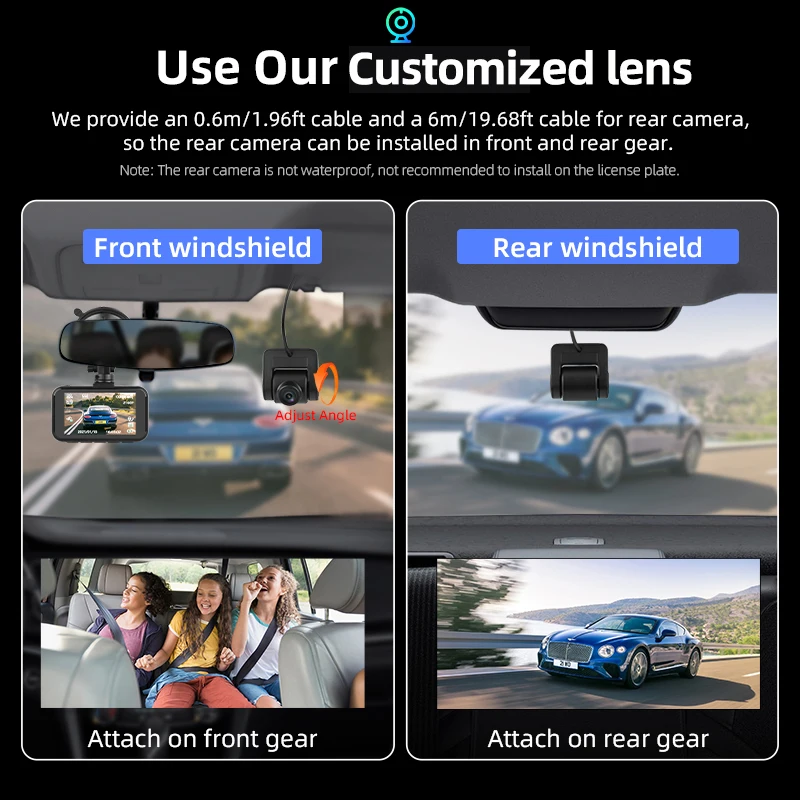 US $56.49 Jansite 3 4K Dash Cam Front and Rear Camera Registrator Touch Screen Loop Recording Gsensor Hidden Installtaion 2160P Car DVR