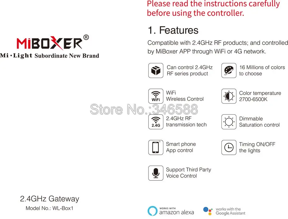 Miboxer WL-Box1 2,4G шлюз Wifi контроллер Поддержка iOS/Andriod беспроводное приложение Alexa Google Голосовое управление для всех продуктов Milight