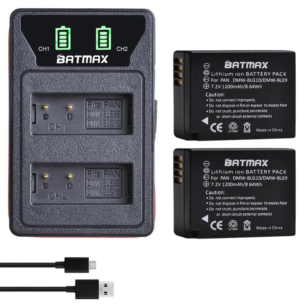 Аккумуляторная батарея Batmax DMW-BLE9 BLG10 BPDC15 + двойное зарядное устройство USB со