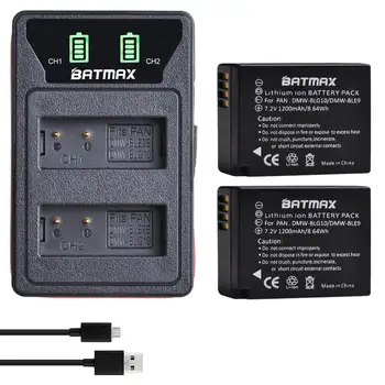 

Batmax DMW-BLE9 DMW-BLG10 BLG10 BPDC15 battery+LED Dual USB Charger with Type C for Panasonic LUMIX GF5 GF6 GX7 LX100 GX80 GX85