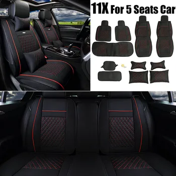 

11pcs/set Car Seat CoverNeedlework PU Leather + Foam Full Surround Set Four Seasons Universal For 5 Seat Car 2 Colors