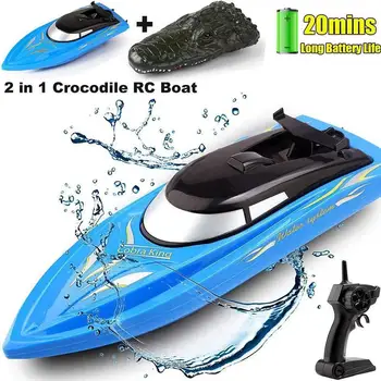 

2 in 1 RC Racing Boat Radio Remote Controlled Bait Ship RTR Toys for Fishing Mini Crocodile Head Boats Fish Finder for Kids