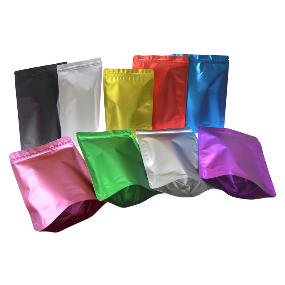 

Thick Matte Colors Heat Sealable Smell Proof Ziplock Packaging Bags Food Grade Stand Up Aluminum Foil Zip Lock Bag Pouches 50pcs