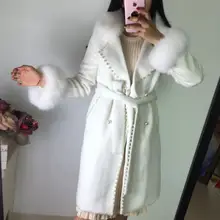 Высококачественное шерстяное пальто для женщин осень зима подиумная мода дизайн длинный рукав Жемчуг женская одежда