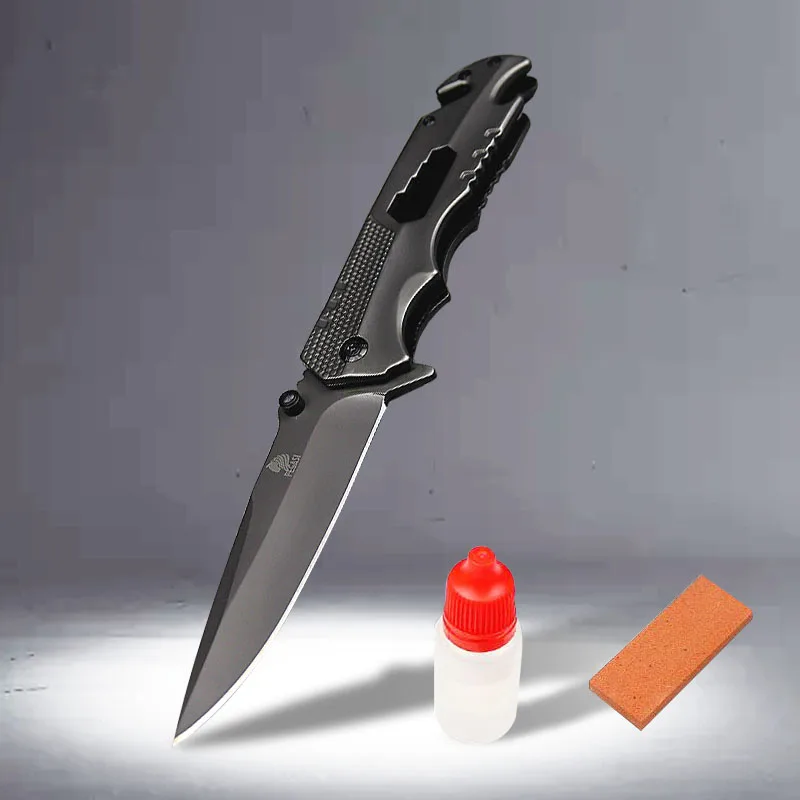 PEGASI 9.2in 9 cr18 tactical outdoor folding knife survival combat EDC hunting + oil grindstone | Инструменты