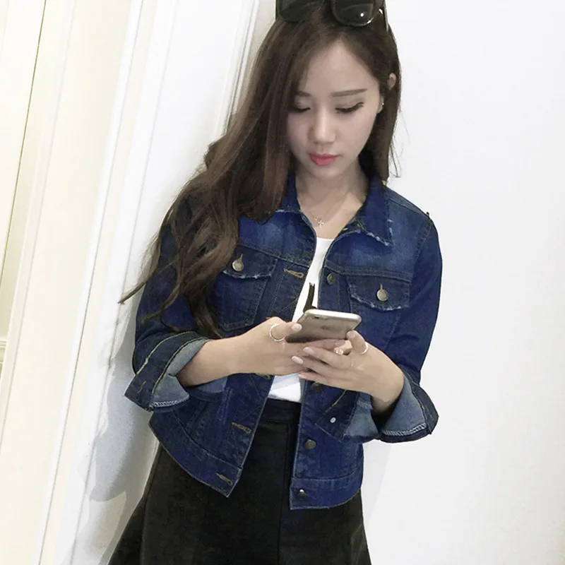 

Photo Shoot Spring Short Jeans Coat WOMEN'S Dress Korean-style Long Sleeve Slim Fit Small Coat Large Size Dress