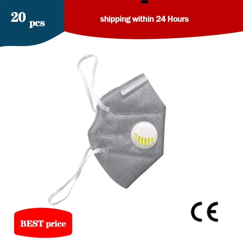 

20PCS Safey Protect High Quality Anti PM2.5 Anti Particle KN95 Mask Cycling Face Mask Protection Dust Masks Breathing valve