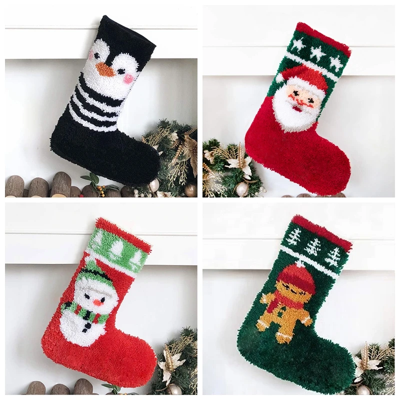 

Christmas Stocking Latch Hook Rug Kits Sets Embroidery For Needlework Latch Hook For Kids Room Crafts Gifts Cushion Handmade F