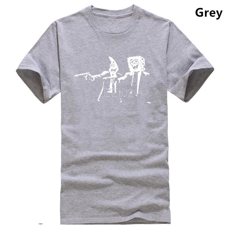 Губка Боб и Патрик целлюлозная фантастика Мужская футболка - Цвет: light grey