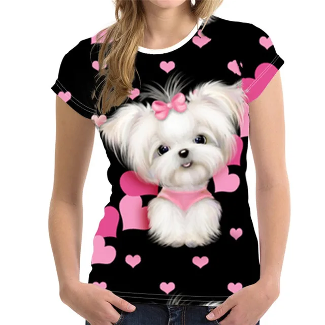 Fashion Lovely Dog 3D Print Women Ladies Girls T-Shirt Animal Harajuku Round Neck Short Sleeve Unisex Summer Tops & Tees XXS-6XL graphic tees Tees