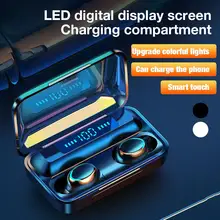 Auriculares TWS inalámbricos por Bluetooth, cascos 9D con reducción de ruido, pantalla LED, micrófono incorporado, caja de carga de 2000mAh para ios y Android