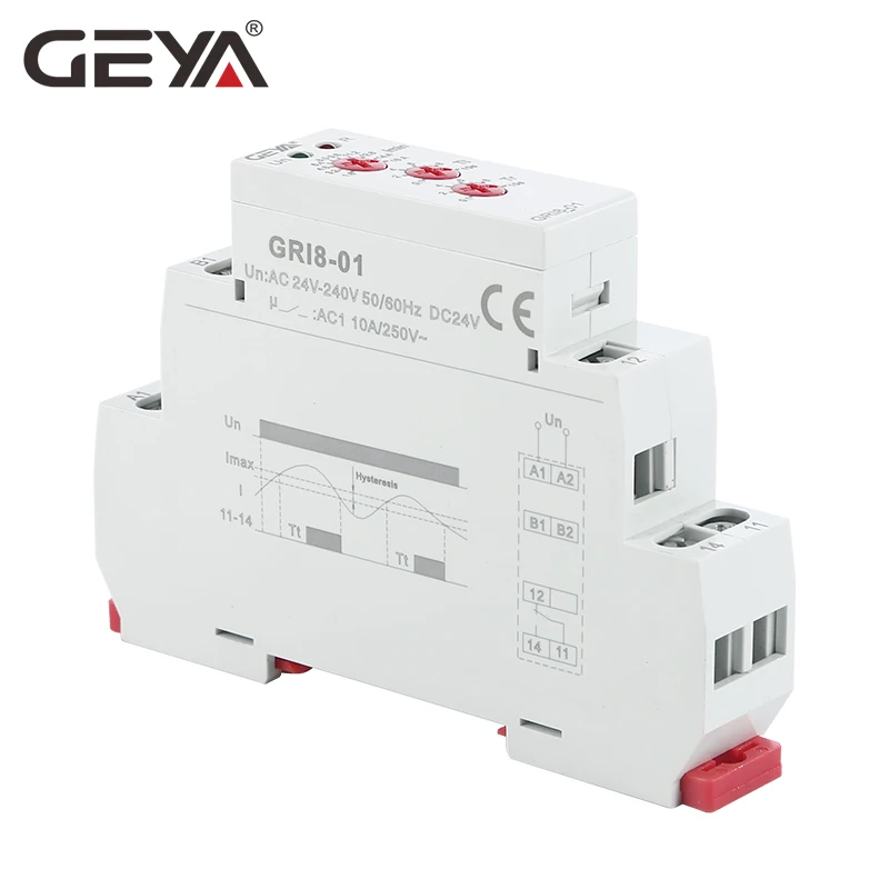 GEYA GRI8-01 реле контроля тока Диапазон тока 8A 16A AC24V-240V DC24V реле защиты от перегрузки по току