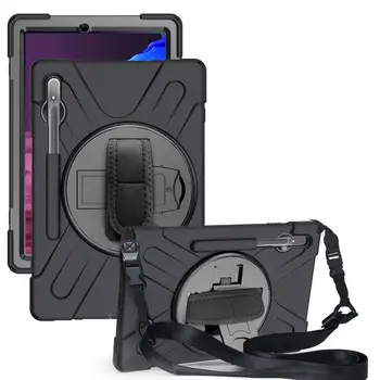 

Case for Samsung Galaxy Tab S7 Plus SM-T970 SM-T975 12.4" Shockproof 360 Degree Rotating Stand, Hand Shoulder Strap Tablet Cover