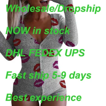 

Women Sexy V-Neck Shorts Jumpsuit Long Sleeve Knitted Buttons One Piece Bodysuit Cute Pajama Onesie Bodycon Rompers Overall