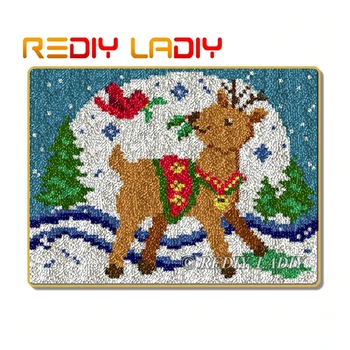 

Latch Hook Rug Christmas Deer Crocheting Carpet Rug 100% Acrylic Yarn Sofa Cushion Mat DIY Carpet Rug Home Decor Art & Crafts