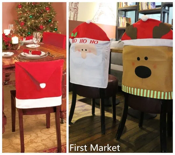 1 шт. Санта-шляпа рождественские покрытия для стула декор обеденный стул Рождественский колпачок наборы нетканый обеденный стол красная шляпа чехол на стул для дома# M