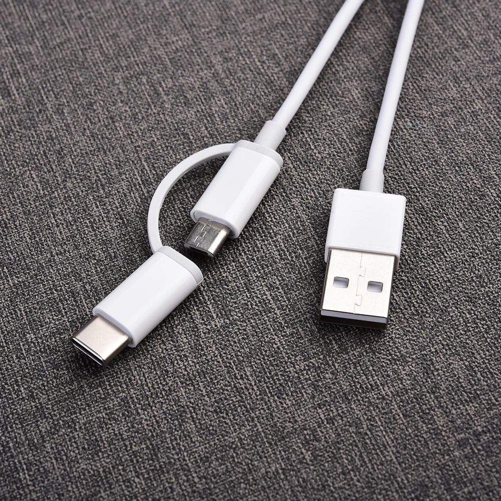 Кабель Xiao mi 2 в 1 type C mi cro, usb кабель для быстрой зарядки и синхронизации данных 100 см для mi 6 8 lite Red mi note 8 7 k30 k20 pro
