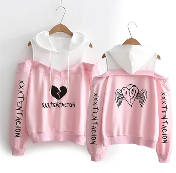

020 Sexy Off-Shoulder hoodies Rapper Xxxtentacion Hip Hop hoodies Women Dwayne Onfroy Revenge Sweatshirt plus size