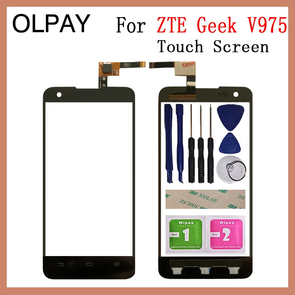 OLPAY 5,0 дюймовый сенсорный экран для ZTE Geek V975 сенсорный экран дигитайзер панель передняя внешняя передняя стеклянная линза сенсор ремонт
