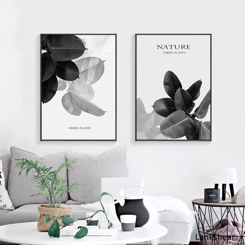 Print Nordic Poster Modern Canvas Wall Black And White Painting Small Fresh Leaves For Bedroom Living Room Home Decoration | Дом и сад