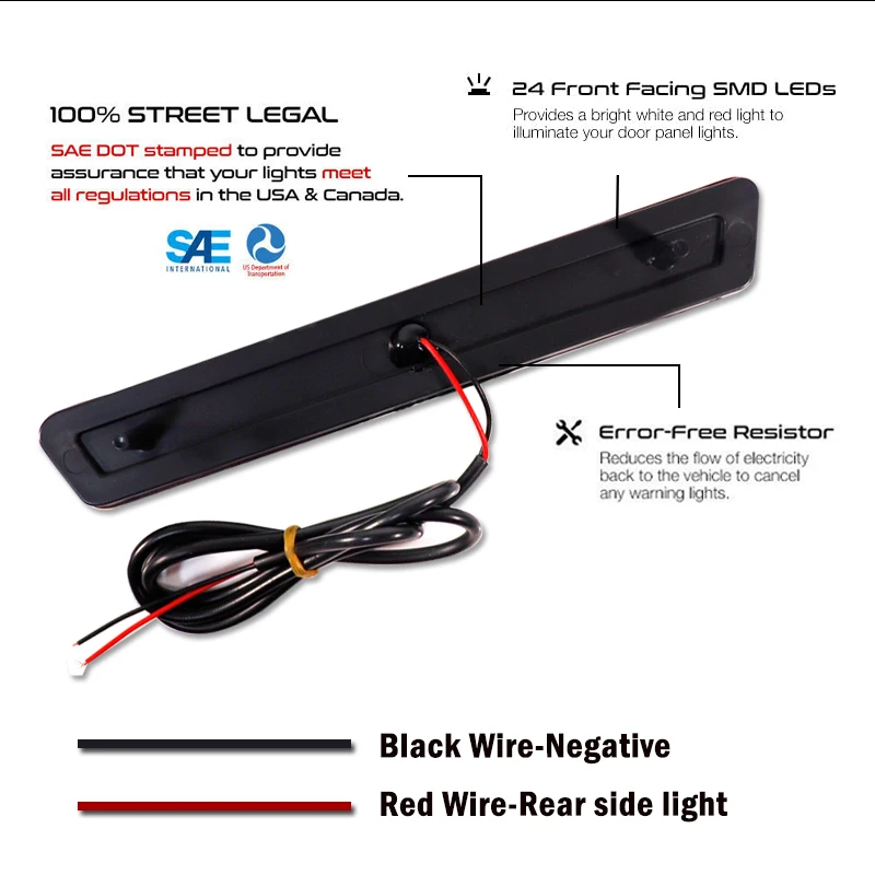 2Pcs Smoked Lens Waterproof Red Rear LED Side Fender Marker Lamp Parking Light F