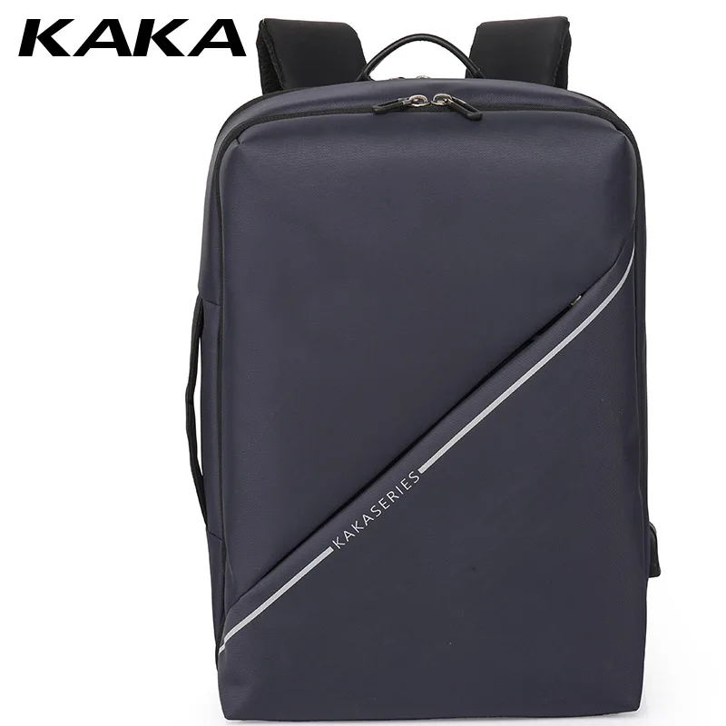 

KAKA Korean-style Men Fashion Large-Volume Simple Backpack Casual Extraposition USB Laptop Backpack