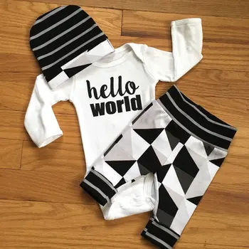 

Bavy Sets Fashion Newborn Infant Baby Boys Romper Tops Pants Hat Outfits Set Clothes`