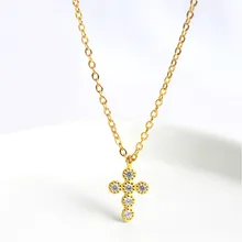 Fengxiaoling, новинка, модное мини серебряное ожерелье с крестом для женщин, 925 пробы, серебро, циркон, крест, кулон, ожерелье, корейское ювелирное изделие
