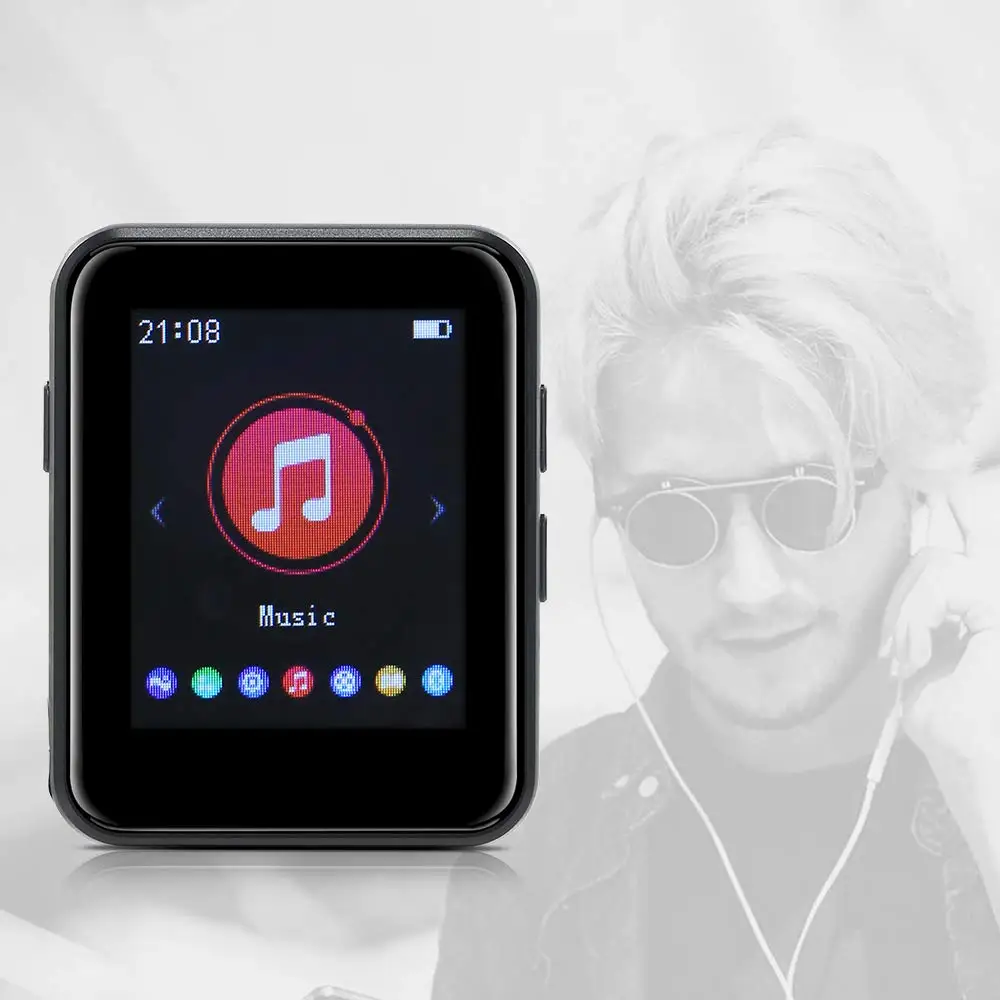Клип MP3-плеер Bluetooth 5,0 встроенный Динамик Сенсорный экран 16 Гб с экраном 1,8 дюйма Hi-Fi музыкальный плеер поддерживает FM, SD/TF карты
