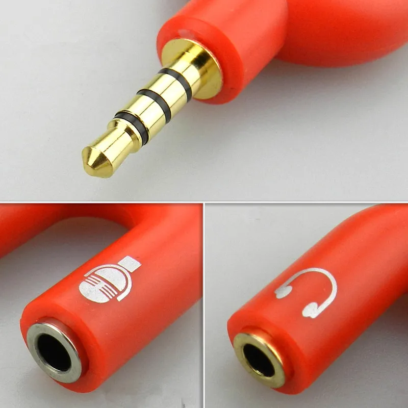 U Type Adapter Dual 3 5 MM Headphone Plug Audio Cables Splitter Microphone 2 in 1 Swivel Connector for Smartphone MP3 MP4 Player