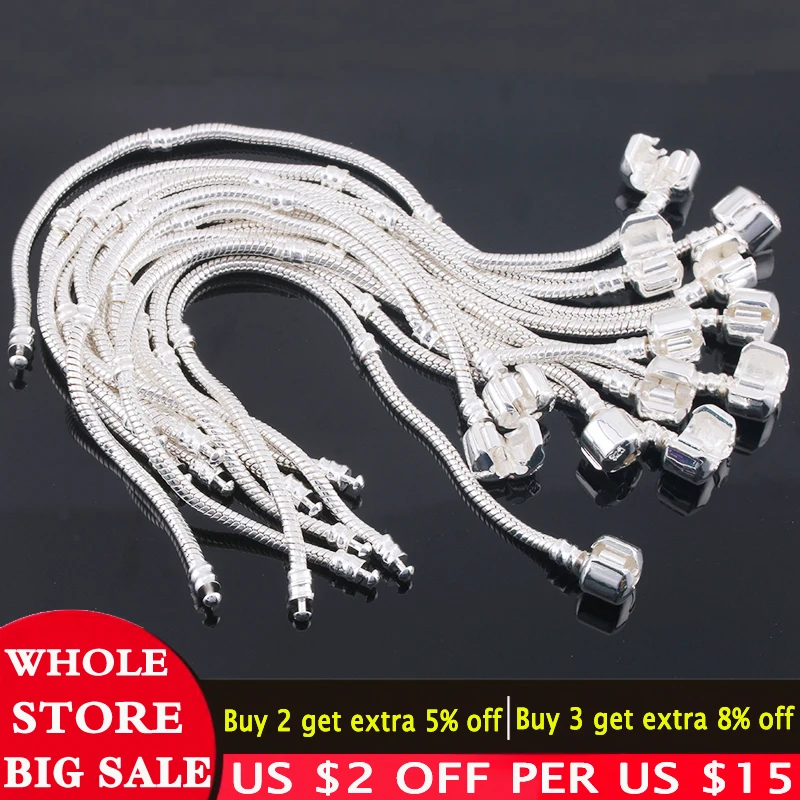 

Big Sale! LMNZB With Certificate 100% 925 Sterling Silver Snake Chain Bracelet Fit Pandora Charms Bracelet for Women DIY Jewelry