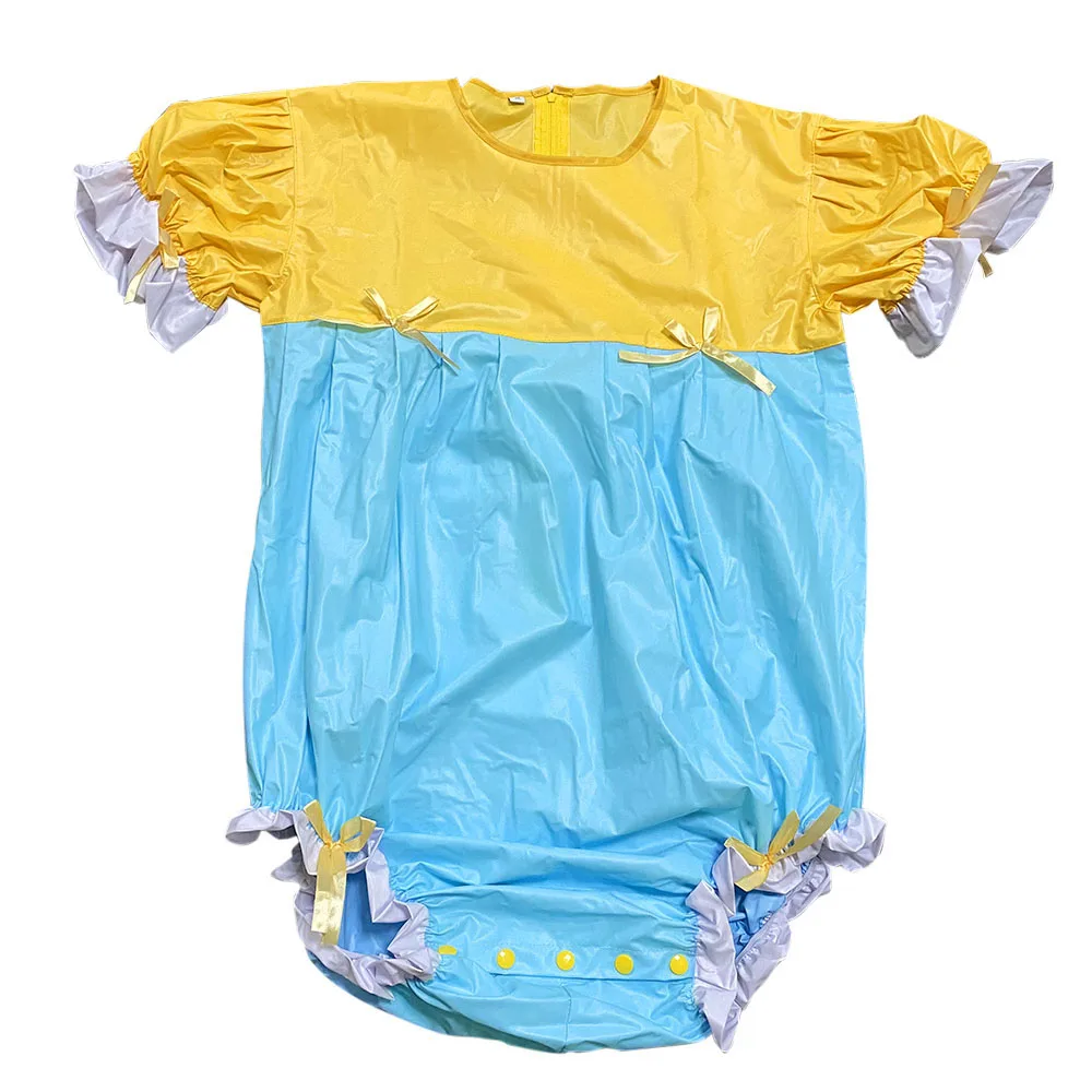 Adult Baby PVC Snap Crotch Bodysuit ABDL Romper Sissy Incontinence Onesie