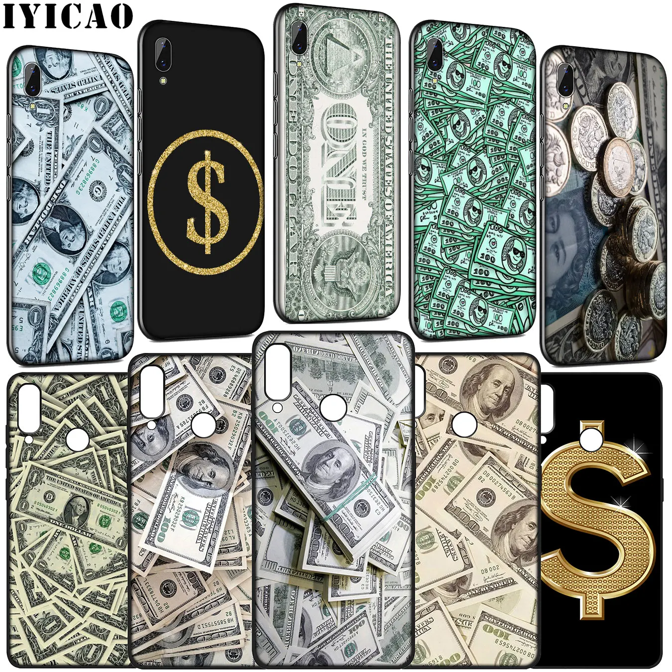 IYICAO Dollar GBP euros Soft Silicone Case for Huawei Y9 Y7 Y6 Prime 2019 Honor 20 10 9 9X 8C 8X 8 Lite 7C 7X 7A Pro |