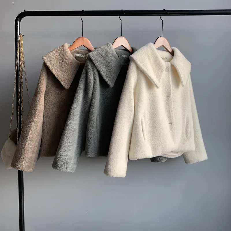 winter jacket women fashion short thick coat Imitation Marten hair coat parkas warm outerwear street style with bag