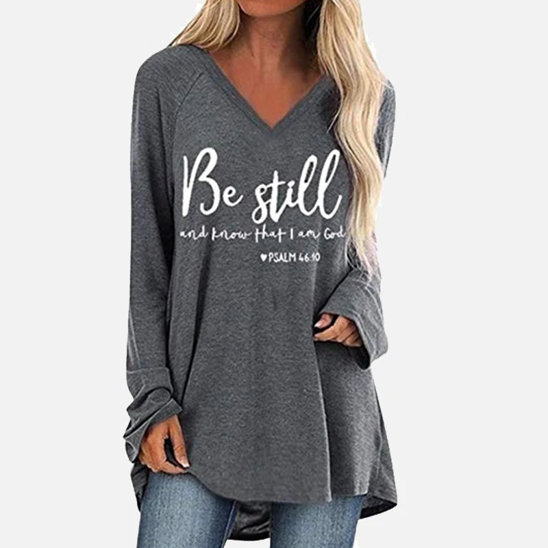 Женские свободные пуловеры с буквенным принтом повседневные Однотонные блузки v