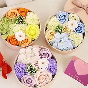 

Delicate Soap Flower Small Round Box Unique Soap Bouquet Flower Arrangement Gift Box Valentine's Day Christmas Gift
