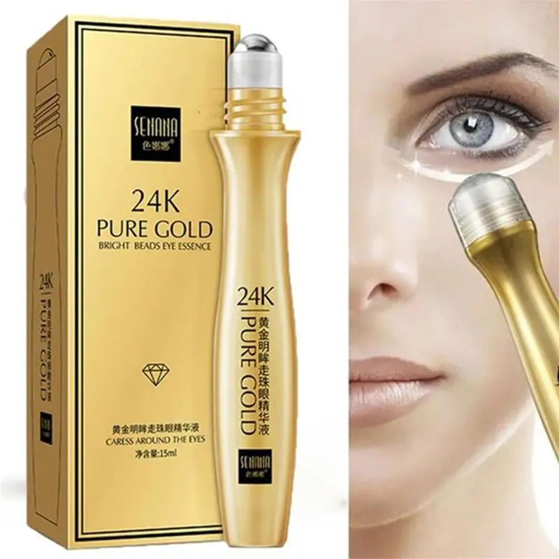 24K Gold Bright Eye Serum Hydrating Moisturizing Anti Puffiness Roll on